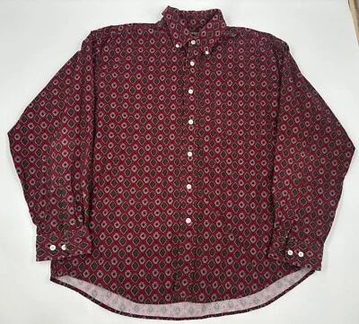 Cambridge Classics Button Up Shirt Mens Large Vintage Print Red and Green - Image 1 of 4