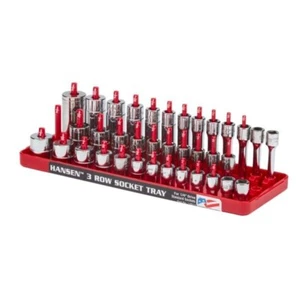 Hansen 1/4" Socket Tray Organizer Holder 3 Row Standard SAE Shallow, Deep USA - Picture 1 of 6