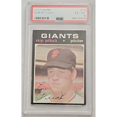 1971 Topps Baseball Set-Break # 19 Skip Pitlock PSA 6 Ex -mt - Image 1 of 2