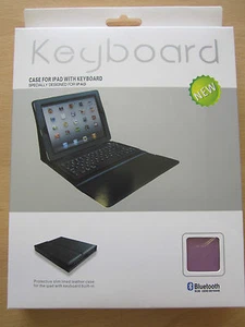 Purple Bluetooth Keyboard Real Leather Carry Folder Case 4 Old Apple iPad 1,2,3 - Picture 1 of 7