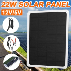 22W Solar Panel Trickle Charger Battery Charger Kit Maintainer Boat RV Car 12V  - Picture 1 of 10
