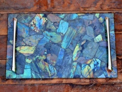 Bandeja para servir alimentos piedra ágata labradorita natural 16"x10" accesorio de cocina decoración Foto 1 de 3