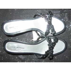 Mules Isaac Mizrahi de cuero italiano negro con tacón de gatito talla 8 - Imagen 1 de 7