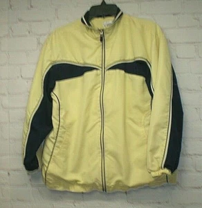 Studio Works Womens Yellow Blue Size Medium Poly Lined Zip Up Jacket - Picture 1 of 8