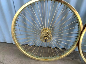 NOS GOLD 20" Bicycle Front Wheel 68 Spokes Lowrider Cruiser Bike - Picture 1 of 5