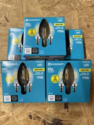 EcoSmart FG-04069 Dimmable Candelabra LED Light Bulb Bright White 40W (5 Pack) - Image 1 of 3
