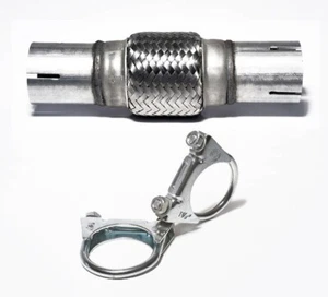 Heavy Exhaust Flex Tube Pipe Stainless Steel Double Braided with 2 Screw Clamps - Foto 1 di 4