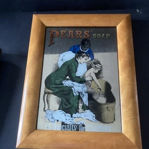 Miroir publicitaire encadrée Pear’s Soap A Speciality For Children Vintage - Picture 1 of 5