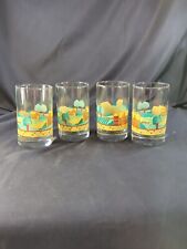 Libbey Crisa Vintage Farmhouse Barn Scene 8 Oz Juice Glasses 4pc 4" Heavy Glass