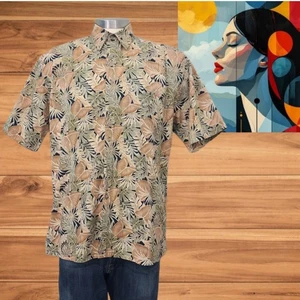 Camicia uomo Pierre Cardin stampa hawaiana manica corta cotone taglia M - Foto 1 di 8