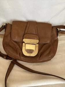Michael Kors kleine braune weiche Leder Umhängetasche goldener Verschluss gefüttert - Bild 1 von 11