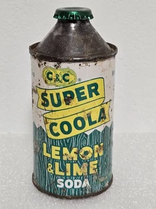 Vintage seltene C & C Super Coola Zitrone Limette mit Deckel Kegel Top Soda Pop Dose - Bild 1 von 6