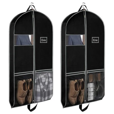 Упаковка из 2 сумок для костюма для хранения шкафа и путешествий, сверхпрочный 43-дюймовый подвесной костюм Ba... - Изображение 1 из 4
