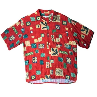 Camisa De Colección Michael Brandon Manga Corta Para Hombre Mediana Rayón Hawaiano Foto 1 de 4