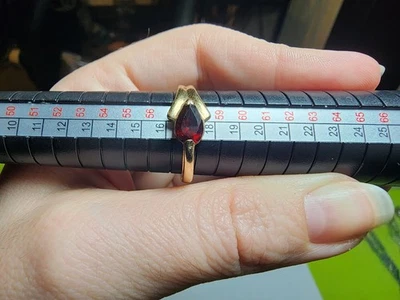 Anillo granate oro amarillo 14K vintage talla 8,5 Foto 1 de 4