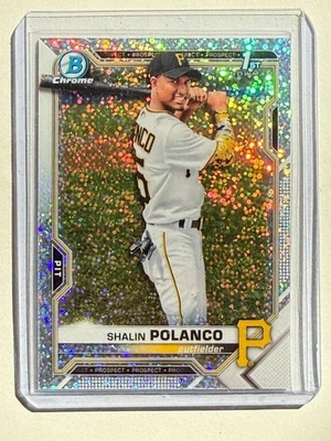2021 Bowman Chrome  Shalin Polanco #BCP-222 1st Speckle Refractor /299 Pirates - Image 1 of 3