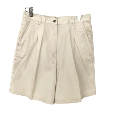 Pantalones Cortos Charter Club Vintage Caqui/Crema Cintura Alta Plisados Talla 10 Foto 1 de 4