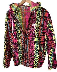 Vintage 90’s Prince Windbreaker Hoodie helles abstraktes Muster Damen Gr. M - Bild 1 von 5