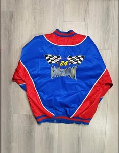 Vintage 90s Jeff Gordon #24 NASCAR Nutmeg Embroidered Puffer Jacket - Picture 1 of 7