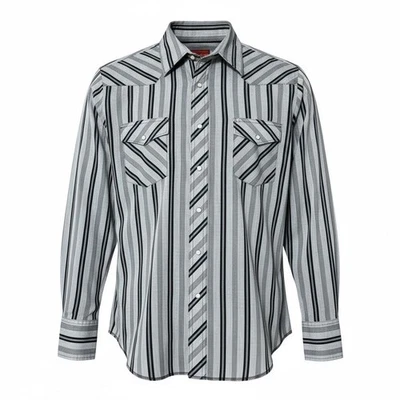 Camisa a Presión Rustler Vintage Para Hombre XL Rayas Negras Perla Occidental Foto 1 de 4