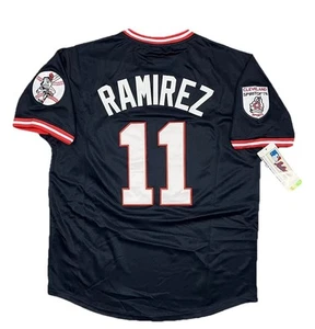 Jose Ramirez 1976 Cleveland Indians Cooperstown Navy Jersey w/ Patch Men’s Large - Picture 1 of 4