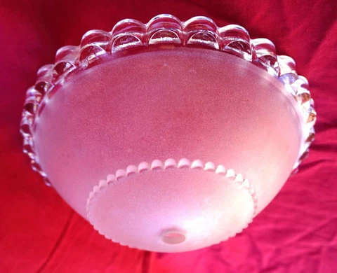 French Art Deco Ezan Frosted Pressed Glass Light Chandelier Shade G Cover