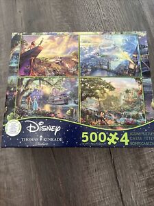 Disney Thomas Kinkade Puzzle 4in1 Lion King Princess Frog Jungle Book Peter Pan