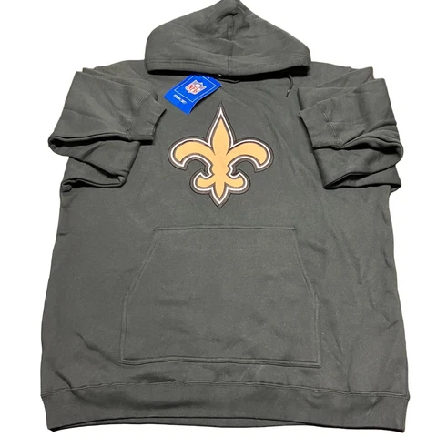 Vintage Reebok NFL New Orleans Saints Hoodie Graphic Black XL Sweater 4669 Cover