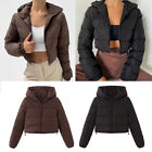 New Women Coat Hooded Down Cotton Jakcet Short Laides Jacket Coat Solid #