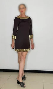 Beaded Brown Silk Shift Dress Cocktail Dress Evening Dress Embellished Dress - Bild 1 von 10