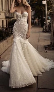 Bling Glitter And Flowers Berta Bridal Inspired Antonia Wedding Dress - Picture 1 of 12