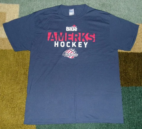 LIMITED-EDITION Authentic ROCHESTER AMERICANS/Amerks LABATT BLUE Beer SHIRT L Cover