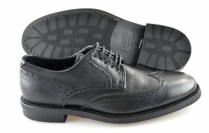 Men's AQUATALIA 'Carson' Black Leather Wingtip Oxfords Size US 9 - D - Picture 1 of 6