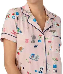 🌟NEW🌟💗 Kate Spade Pink "Brunch Date" Print Short Sleeve Pajama Set M Medium - Picture 1 of 6