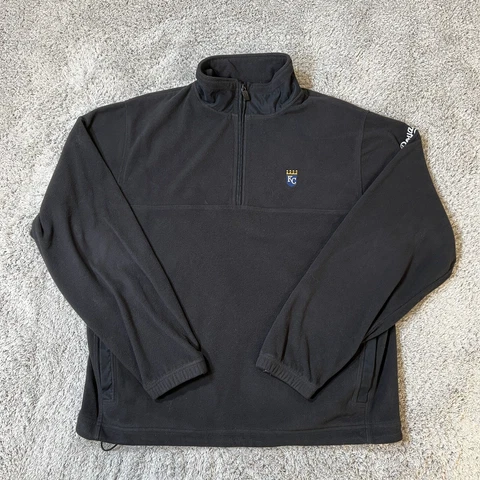 Kansas City Royals Men's Sweatshirt Large Black Fleece 1/4 Zip Pullover Logo MLB Cover