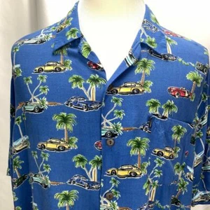 Ocean Current Vintage Original Hawaiian Button Up Shirt Mens XL Cars Palm Trees - Picture 1 of 11