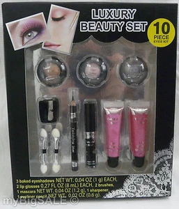 10PIECE EYES KIT Makeup Beauty Set Eyeshadow Lip Gloss Mascara Brushes Eye Liner - Picture 1 of 5