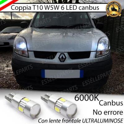 COPPIA LUCI DI POSIZIONE 6 LED CANBUS 6000K RENAULT KANGOO 1 CON LENTE FRONTALE - Immagine 1 di 3