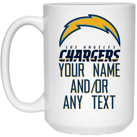 Custom Personalized Los Angeles Chargers White 15 oz Ceramic Coffee Mug Cup Cover