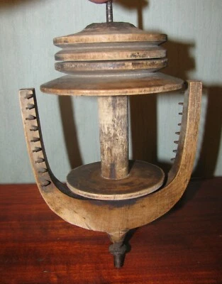 Antique primitive wood wooden spinning wheel bobbin spool  Europe Lithuania #2 - Image 1 of 4