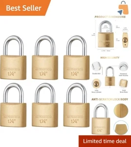 Modern Solid Brass Padlock Set - 6 Keyed Alike Locks for Versatile Security - Picture 1 of 10