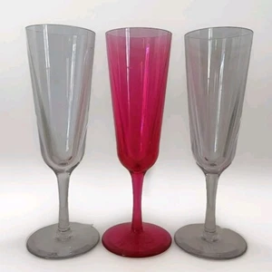 Set of 3 Wine Glasses Unbreakable Barware Red & Clear 8.5" - Picture 1 of 3