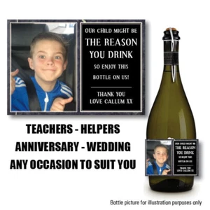 PERSONALISIERTE WEIN PROSECCO FLASCHE ETIKETT LEHRER GRUND DU TRINKST WEIHNACHTEN 048 - Bild 1 von 6