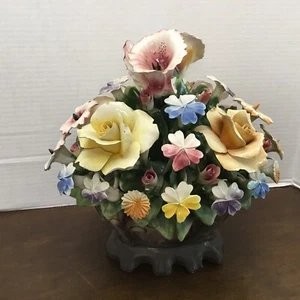 Cesar Capodimonte Large Floral Centerpiece By Sarastano HEAVY 14” L x 14”H Damag - Picture 1 of 11