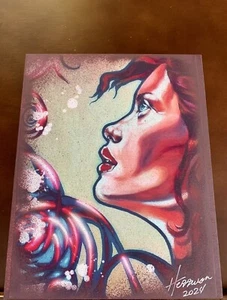 Inspiration, Original Art Print On Wood Panel 8x10” With Spraypaint On Top - Picture 1 of 2