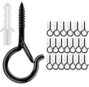 20Pcs Screw Hooks With Safety Lock 2.3" Metal Ceiling Hooks Hanger Hooks 40LBS - Picture 1 of 8