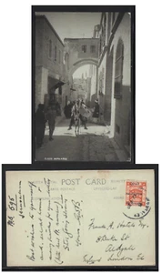 1920 EEF stamp Palestine Israel British Mandate PC Jerusalem photo postcard - Picture 1 of 3