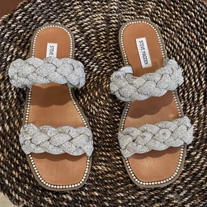 Sandalia Steve Madden Novato Estrás Talla 11 Doble Gruesa Correas Trenzadas - Imagen 1 de 12