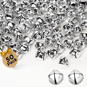 Silver Jingle Bells for Crafts 50PCS 1inch Large Craft Bells with Crisp Sound... - Picture 1 of 7