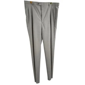 Stafford Mens 43x40 Gray 100% Worsted Wool Pleated Dress Pants Unhemmed - Picture 1 of 5